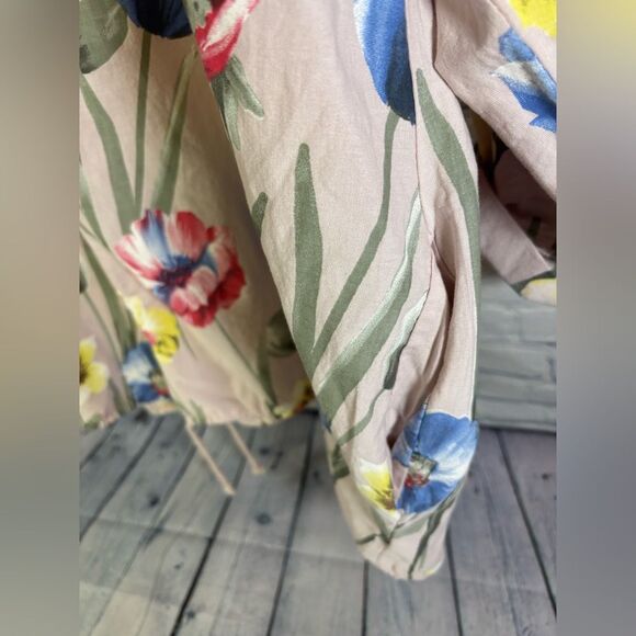 NWT Eternelle Italy Pale Pink Lightweight Hooded Floral Lagenlook Jacket L - Picture 4 of 11